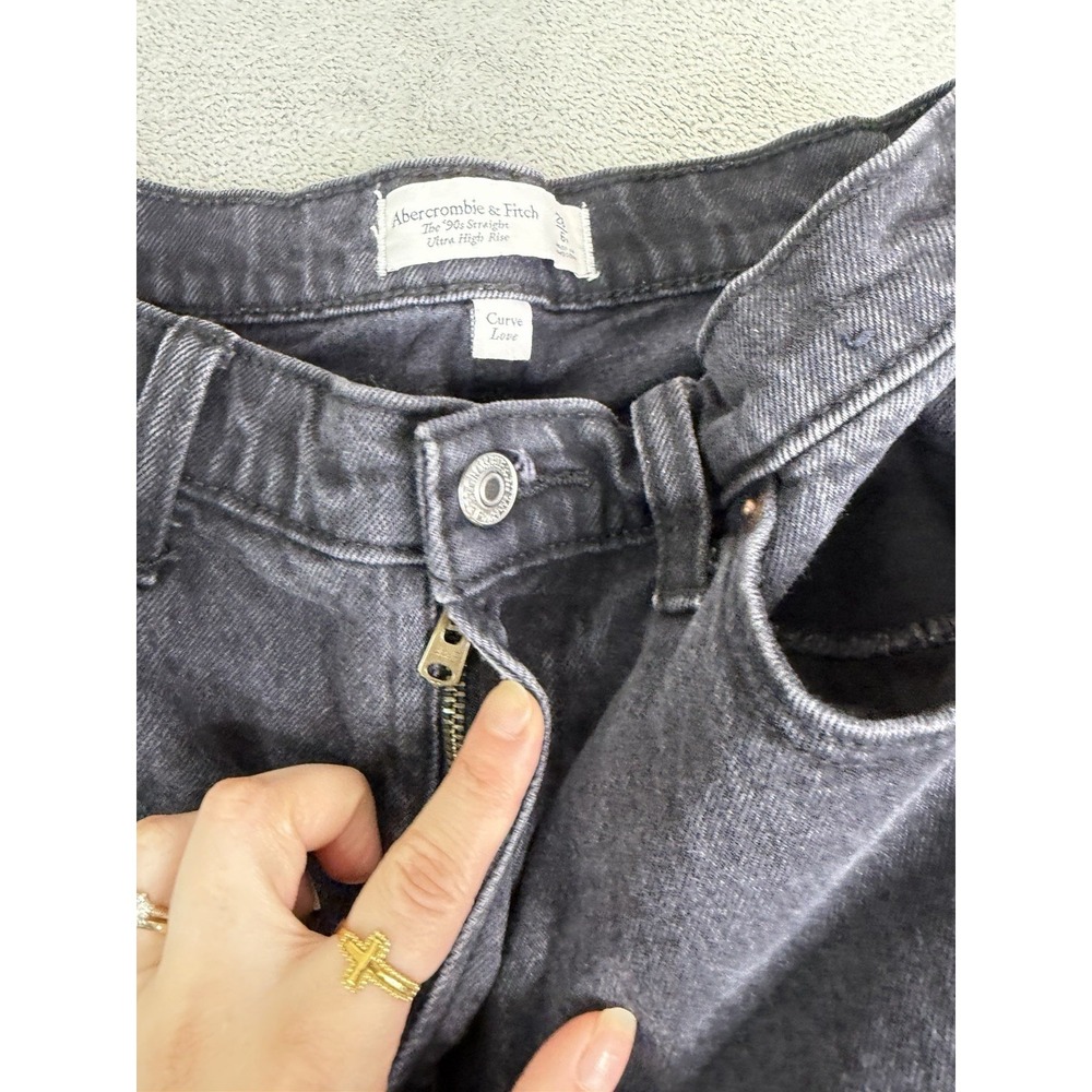 Abercrombie & Fitch The 90s Straight Ultra High Rise Jeans Women's Size 28 Black - Picture 4 of 11